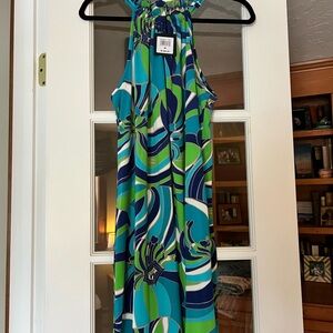 Blue Green Floral Dress